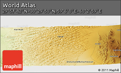 Physical Panoramic Map of the Area around 30° 13' 46" N, 59° 34' 30" E