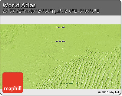 Physical 3D Map of the Area around 30° 13' 46" N, 5° 10' 30" E