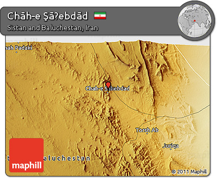 Physical 3D Map of Chāh-e Şāḩebdād