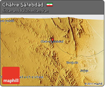 Physical 3D Map of Chāh-e Şāḩebdād