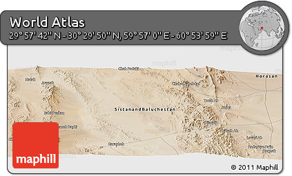 Satellite Panoramic Map of the Area around 30° 13' 46" N, 60° 25' 29" E