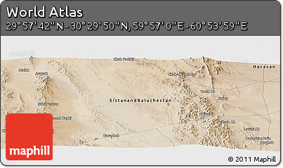 Satellite Panoramic Map of the Area around 30° 13' 46" N, 60° 25' 29" E