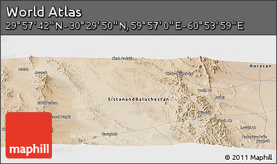 Satellite Panoramic Map of the Area around 30° 13' 46" N, 60° 25' 29" E