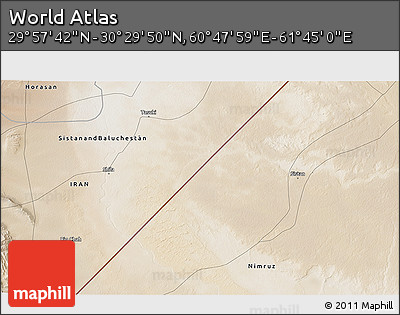 Satellite 3D Map of the Area around 30° 13' 46" N, 61° 16' 29" E