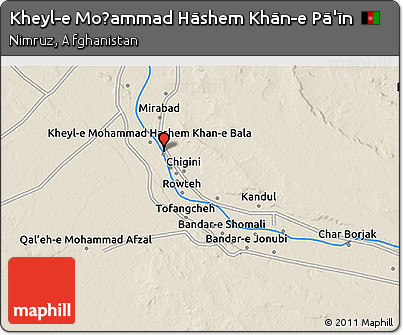 Shaded Relief 3D Map of Kheyl-e Moḩammad Hāshem Khān-e Pā'īn