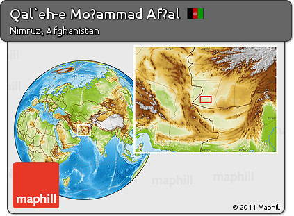 Physical Location Map of Qal`eh-e Moḩammad Afẕal