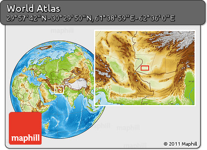 Physical Location Map of the Area around 30° 13' 46" N, 62° 7' 30" E