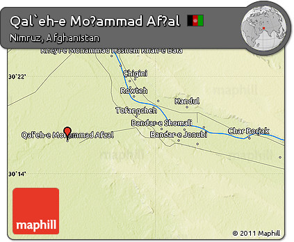 Physical Map of Qal`eh-e Moḩammad Afẕal