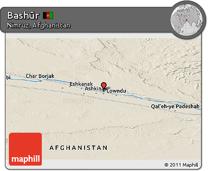Shaded Relief Panoramic Map of Bashūr