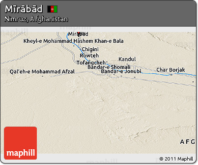 Shaded Relief Panoramic Map of Mīrābād