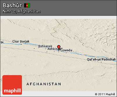 Shaded Relief Panoramic Map of Bashūr