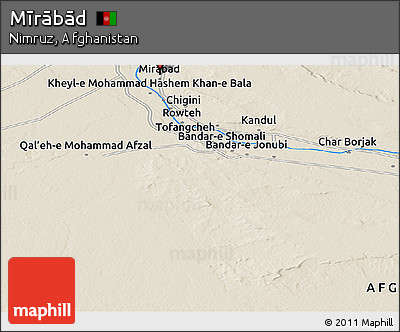 Shaded Relief Panoramic Map of Mīrābād