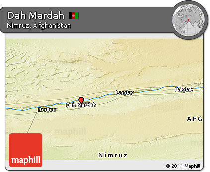 Physical Panoramic Map of Dah Mardah