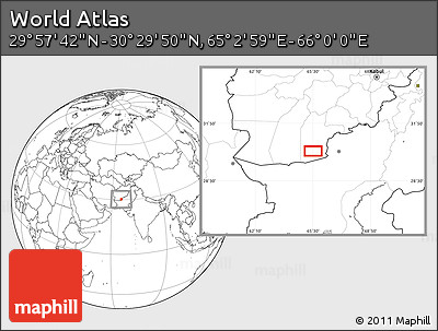 Blank Location Map of the Area around 30° 13' 46" N, 65° 31' 30" E