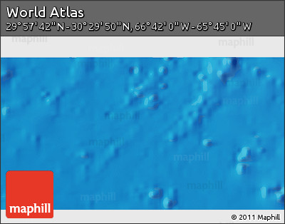 Shaded Relief 3D Map of the Area around 30° 13' 46" N, 66° 13' 29" W