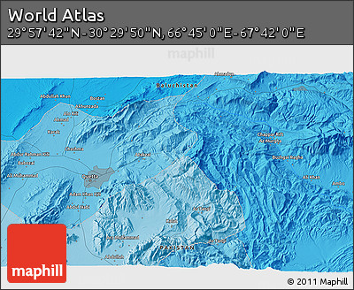 Political 3D Map of the Area around 30° 13' 46" N, 67° 13' 29" E