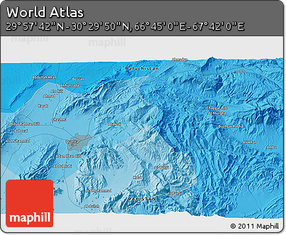 Political 3D Map of the Area around 30° 13' 46" N, 67° 13' 29" E