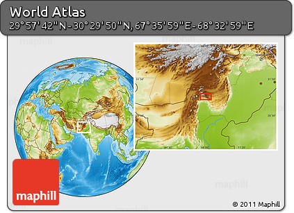 Physical Location Map of the Area around 30° 13' 46" N, 68° 4' 29" E