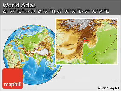 Physical Location Map of the Area around 30° 13' 46" N, 68° 4' 29" E