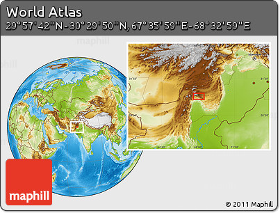 Physical Location Map of the Area around 30° 13' 46" N, 68° 4' 29" E