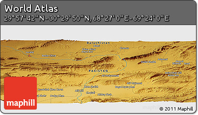 Physical Panoramic Map of the Area around 30° 13' 46" N, 68° 55' 30" E