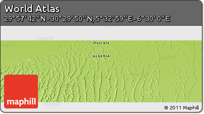 Physical Panoramic Map of the Area around 30° 13' 46" N, 6° 1' 30" E