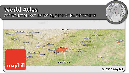 Satellite Panoramic Map of the Area around 30° 13' 46" N, 71° 28' 29" E