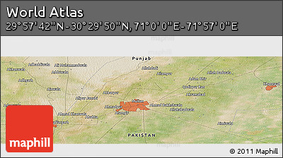Satellite Panoramic Map of the Area around 30° 13' 46" N, 71° 28' 29" E