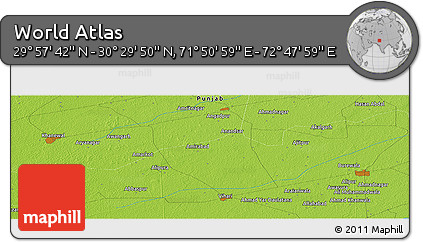 Physical Panoramic Map of the Area around 30° 13' 46" N, 72° 19' 29" E