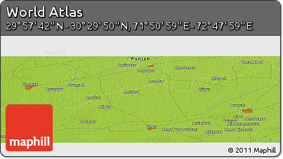 Physical Panoramic Map of the Area around 30° 13' 46" N, 72° 19' 29" E