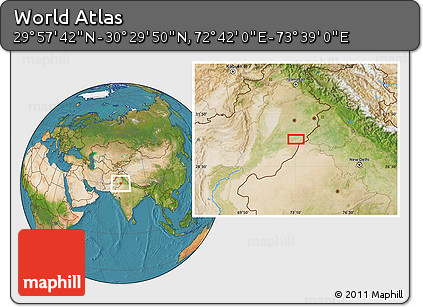 Satellite Location Map of the Area around 30° 13' 46" N, 73° 10' 30" E