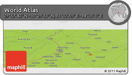 Physical Panoramic Map of the Area around 30° 13' 46" N, 74° 1' 30" E