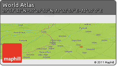 Physical Panoramic Map of the Area around 30° 13' 46" N, 74° 1' 30" E