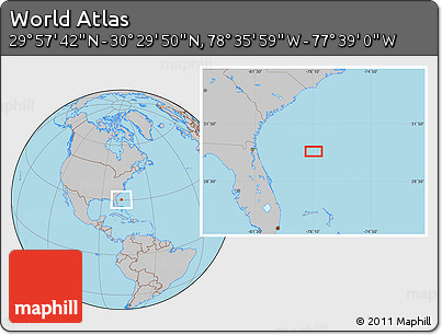 Gray Location Map of the Area around 30° 13' 46" N, 78° 7' 30" W
