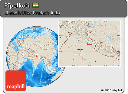 Shaded Relief Location Map of Pīpalkoti