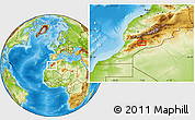 Physical Location Map of the area around 30° 13' 46" N, 7° 34' 30" W
