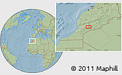 Savanna Style Location Map of Ouinislane, hill shading