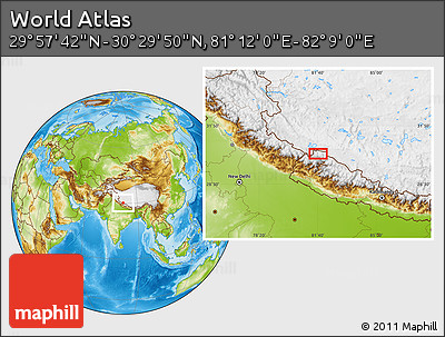 Physical Location Map of the Area around 30° 13' 46" N, 81° 40' 30" E