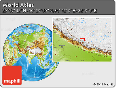 Physical Location Map of the Area around 30° 13' 46" N, 81° 40' 30" E