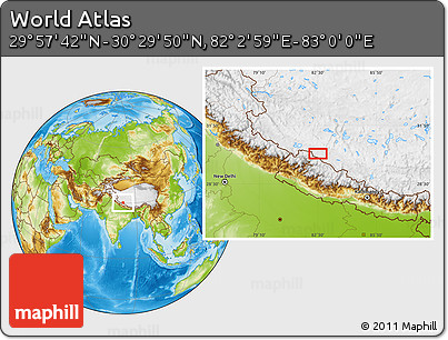 Physical Location Map of the Area around 30° 13' 46" N, 82° 31' 30" E