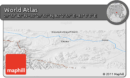Physical Panoramic Map of the Area around 30° 13' 46" N, 82° 31' 30" E