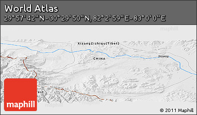 Physical Panoramic Map of the Area around 30° 13' 46" N, 82° 31' 30" E