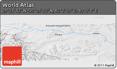 Physical Panoramic Map of the Area around 30° 13' 46" N, 82° 31' 30" E