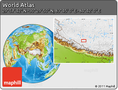 Physical Location Map of the Area around 30° 13' 46" N, 84° 13' 29" E