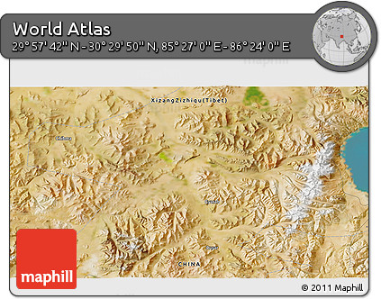 Satellite 3D Map of the Area around 30° 13' 46" N, 85° 55' 30" E