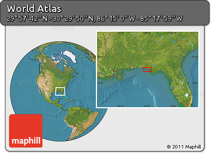Satellite Location Map of the Area around 30° 13' 46" N, 85° 46' 30" W