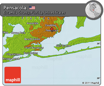 Physical Map of Pensacola