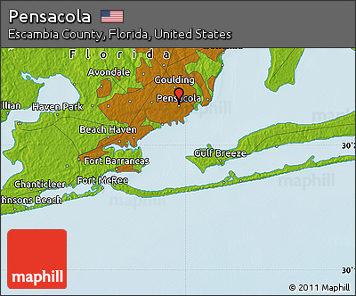 Physical Map of Pensacola