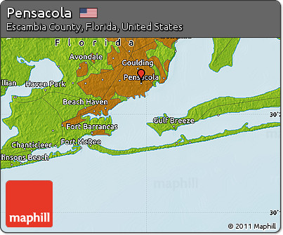 Physical Map of Pensacola