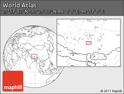 Blank Location Map of the Area around 30° 13' 46" N, 88° 28' 29" E